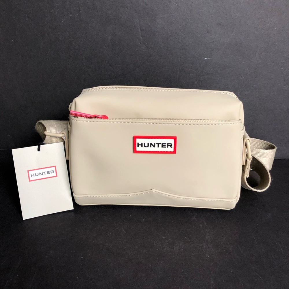 Hunter Beige Matte Zip Crossbody Bag w/ Adjustable Detachable Strap Waterproof